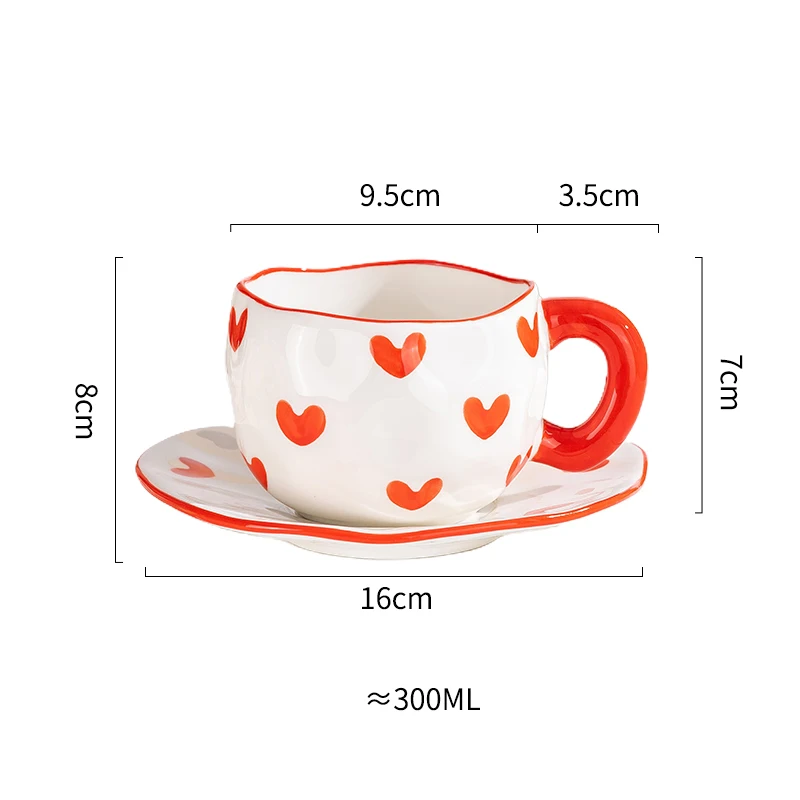 tasse céramique coeur blanc et rouge