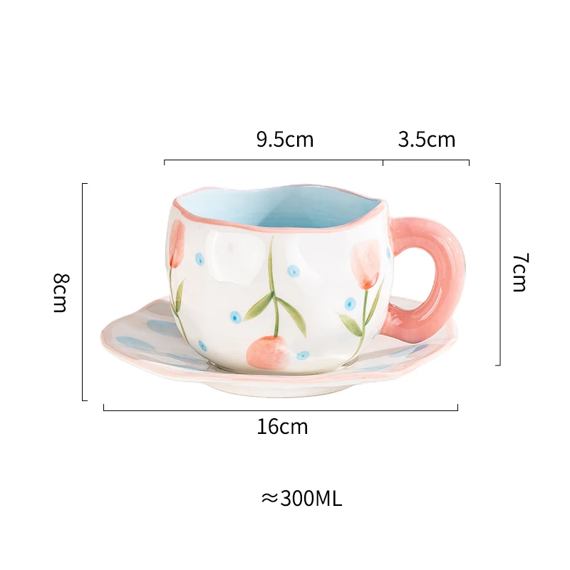 tasse céramique florale rose et blanche