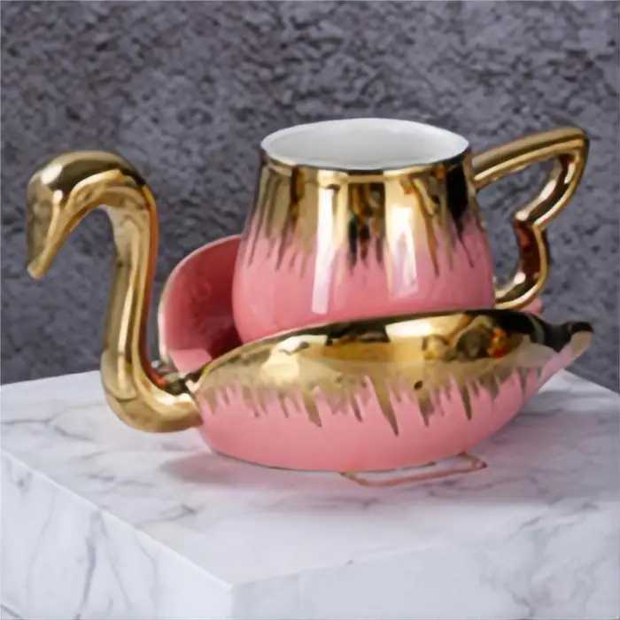 tasse cygne rose céramique